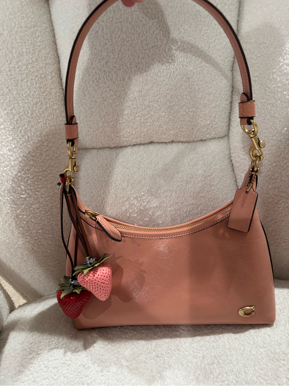 Coach Glazed Peach Juliet 25 with berry charms and tag